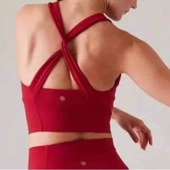Athleta Conscious twist crop bra Size S A-C red Pull On Stretch Nylon - Picture 1 of 3